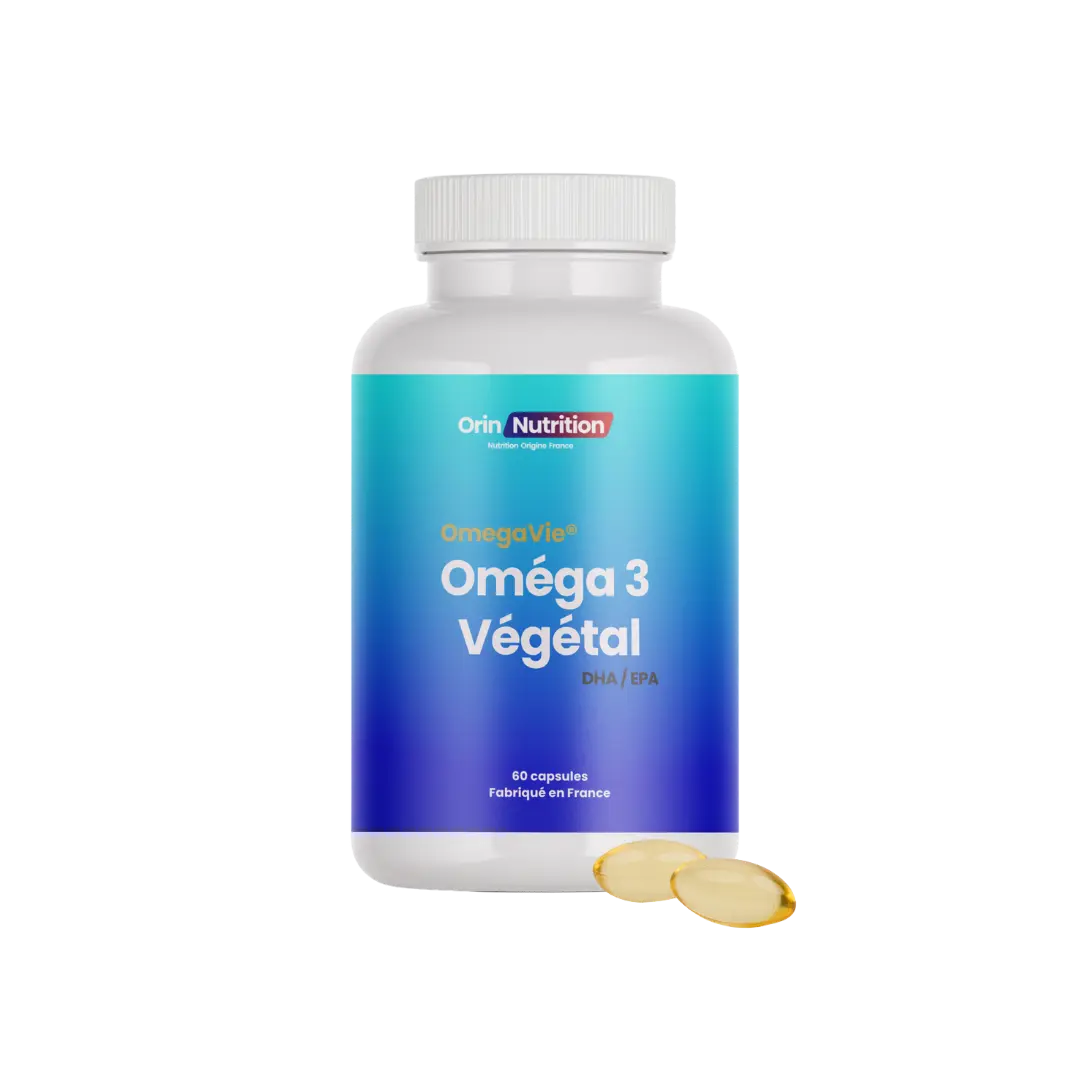 Oméga 3 Végétal OmegaVie® issu de microalgue cultivée en Bretagne riche en DHA et EPA | Huile de microalgue durable Orin Nutrition, fabriqué en France