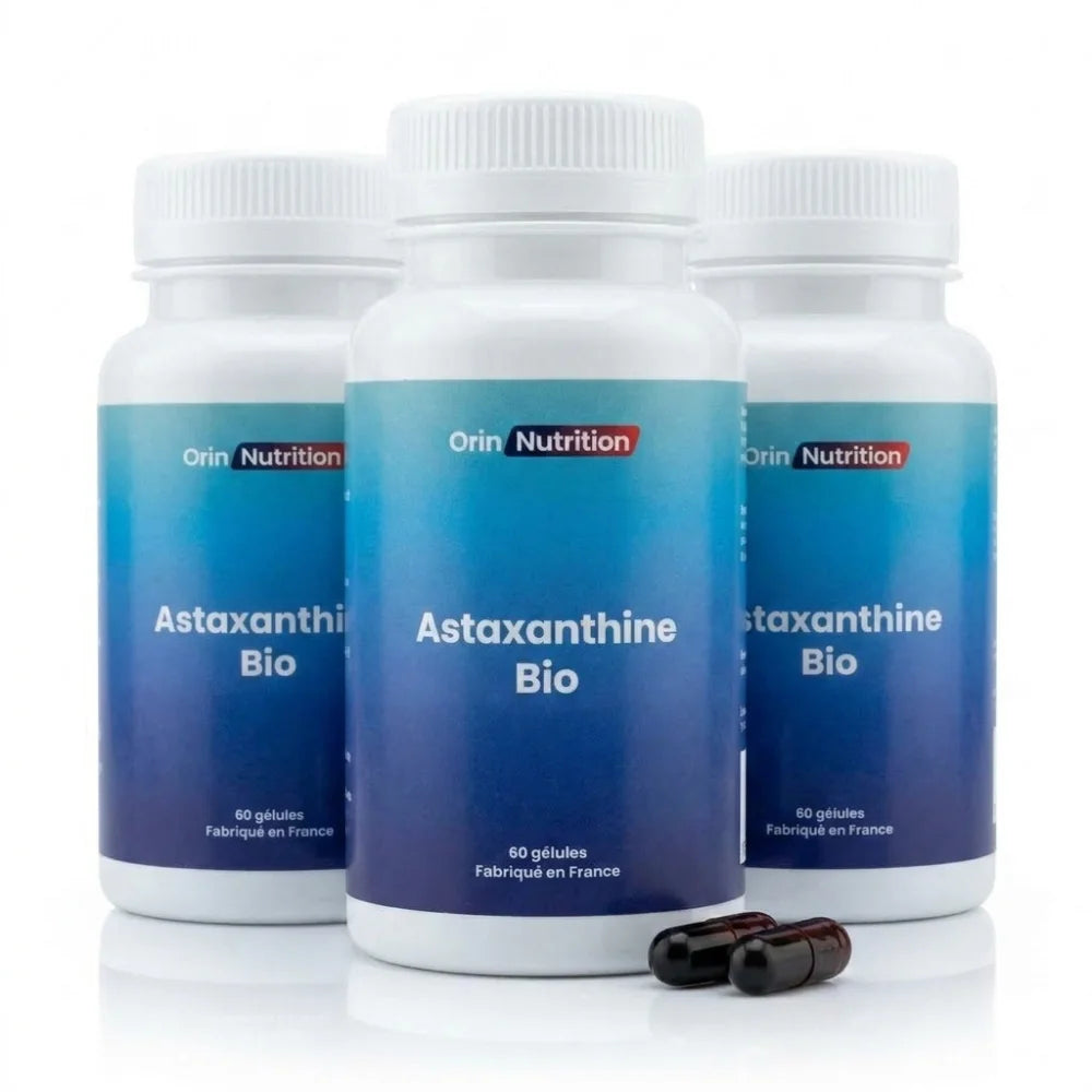 3 pots de 60 capsules d'astaxanthine bio 8 mg Algamo® fabriqué en France Orin Nutrition